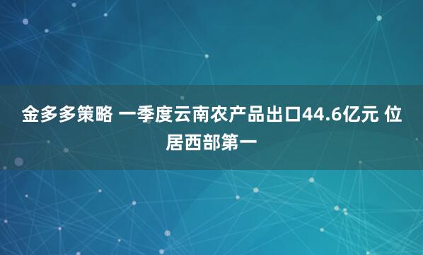 金多多策略 一季度云南农产品出口44.6亿元 位居西部第一